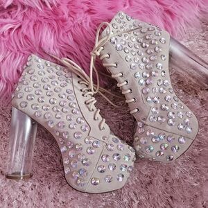 Jeffrey Campbell Crystal Embellished Platform Boots